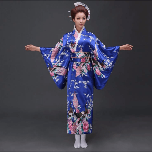 Kimono Bleu Traditionnel Japonais pour Femme