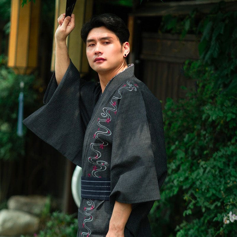 Traditional Japanese Black Kimono