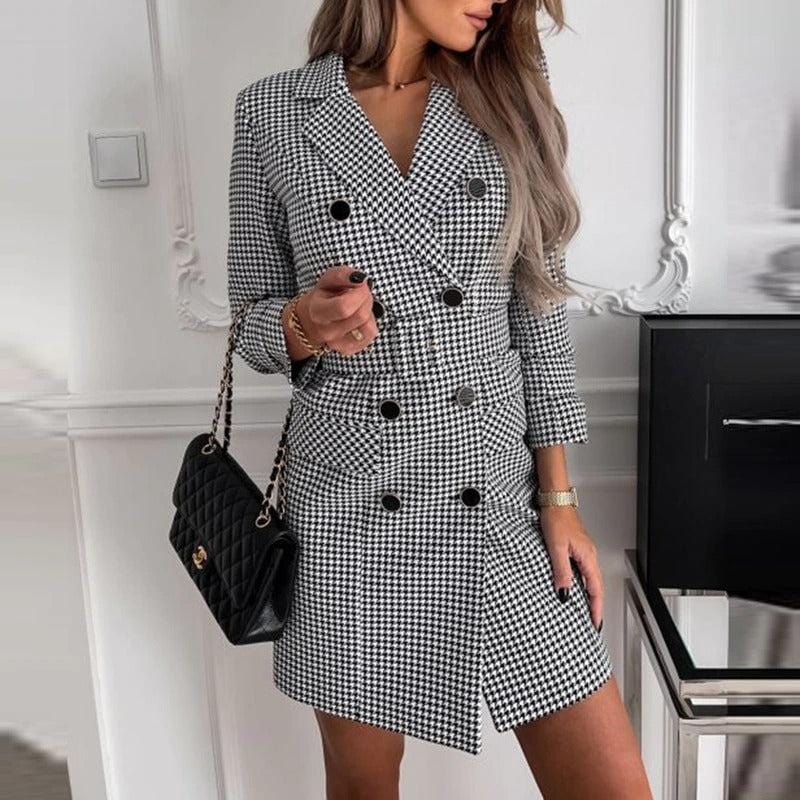 Long Manteau à Carreaux pour Femme