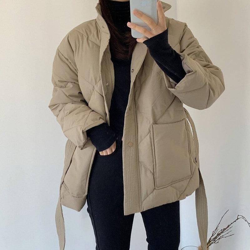 Women's Short Beige Coat - Guaranteed Elegance