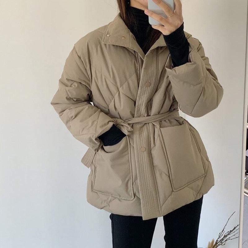 Women's Short Beige Coat - Guaranteed Elegance