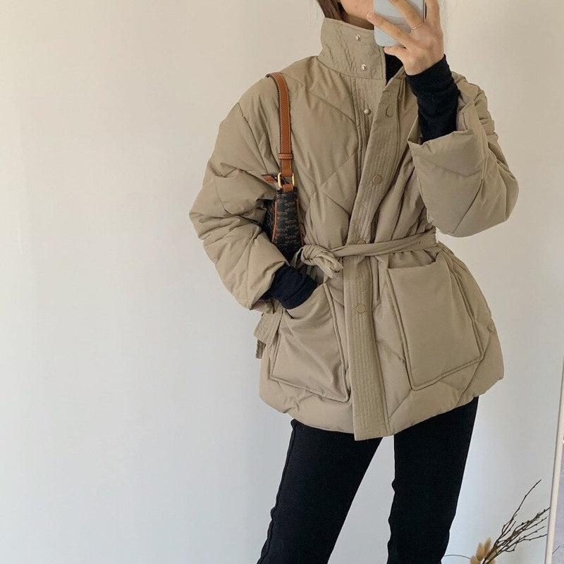 Women's Short Beige Coat - Guaranteed Elegance