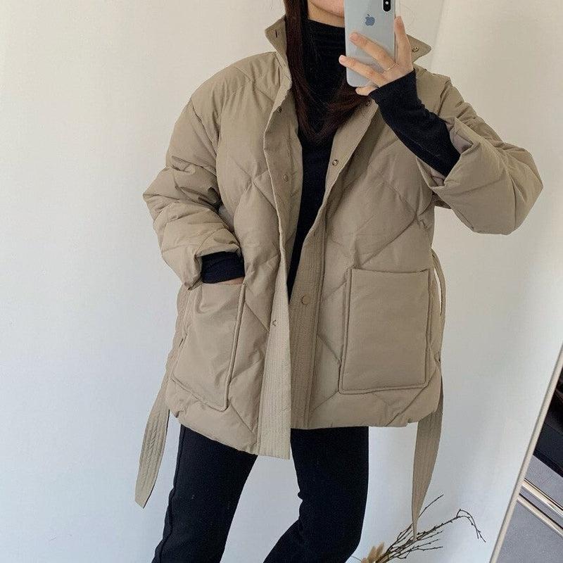 Women's Short Beige Coat - Guaranteed Elegance