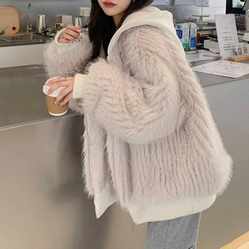 White Luxurious Faux Fur Coat