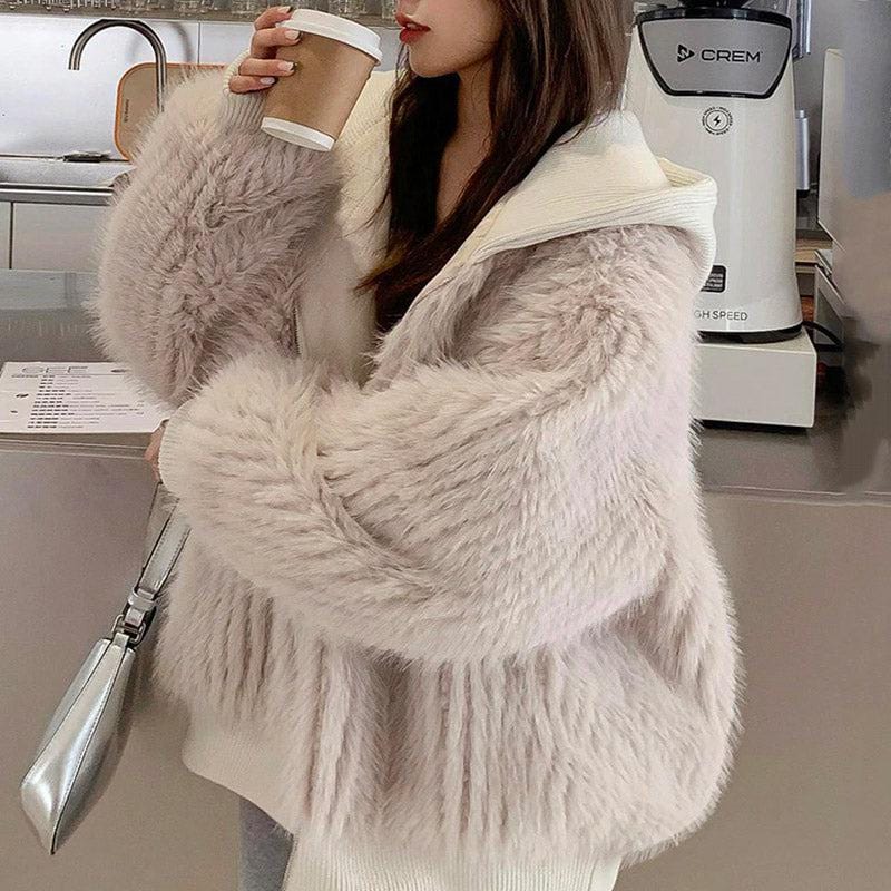 White Luxurious Faux Fur Coat