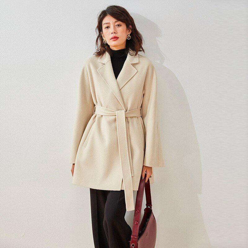 Beige Wool Coat for Women