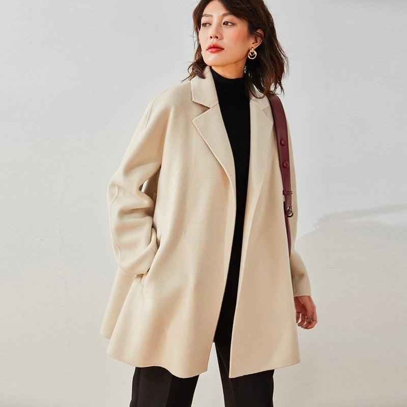 Beige Wool Coat for Women