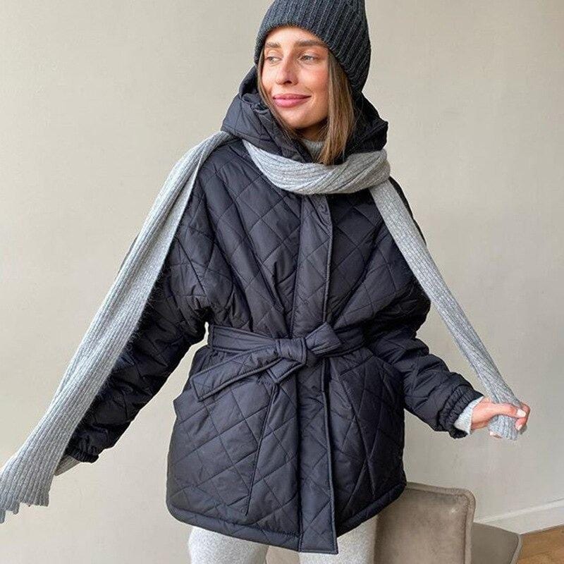 Manteau Noir à Capuche Femme - Collection Urbaine