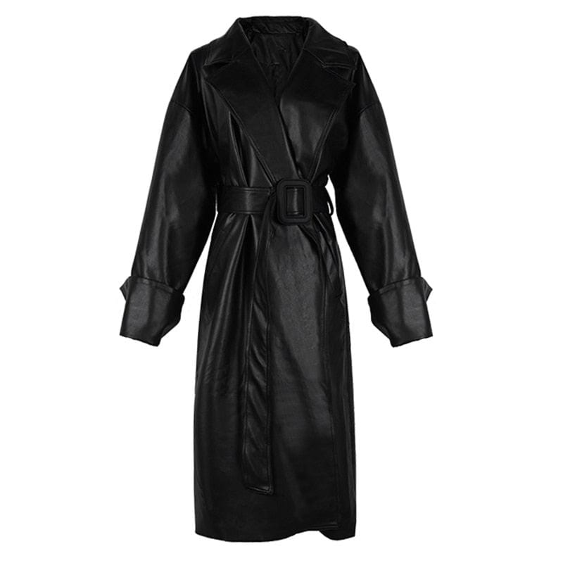 Black Leather Coat for Women