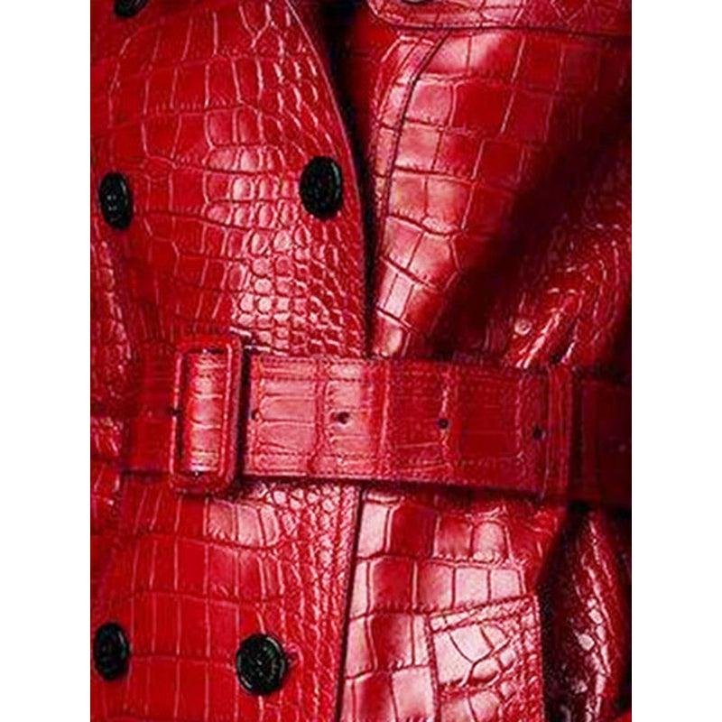 Manteau en Cuir Rouge pour Femme