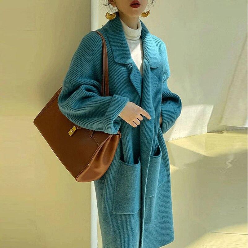 Glamorous Sky Blue Women's Long Coat