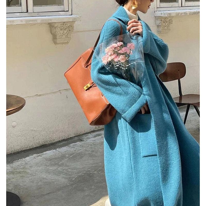 Glamorous Sky Blue Women's Long Coat