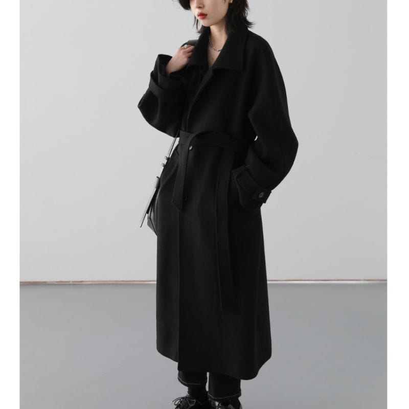 Long Black Women's Winter Coat - Elegance guaranteed