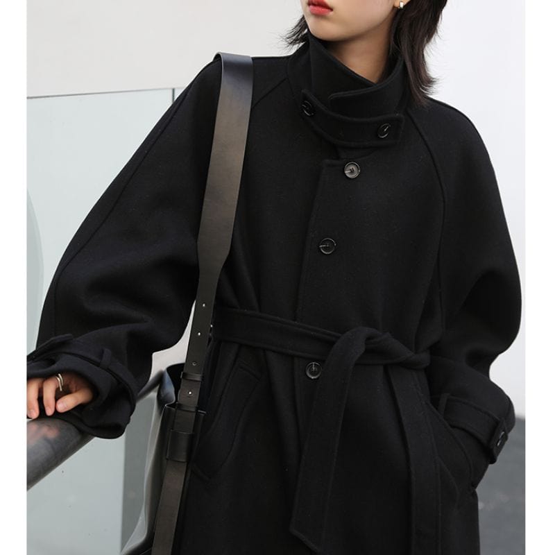 Long Black Women's Winter Coat - Elegance guaranteed