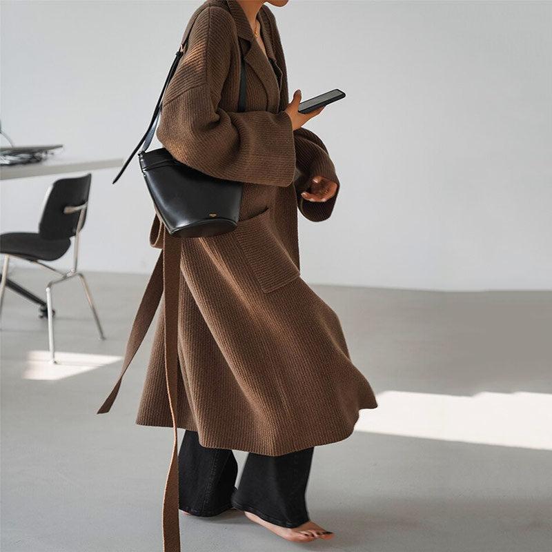 Long coat for women in Classic Brown