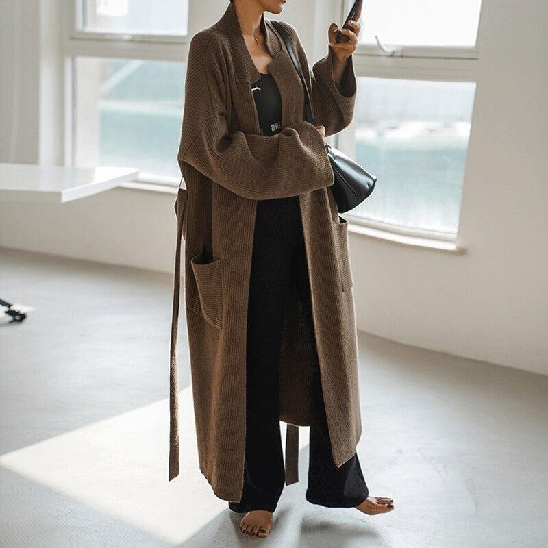 Long coat for women in Classic Brown