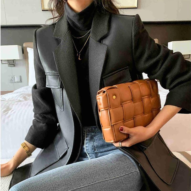 Black Leather Coat for Women