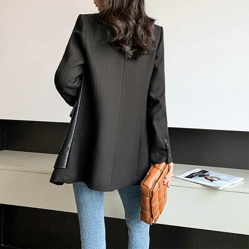 Black Leather Coat for Women