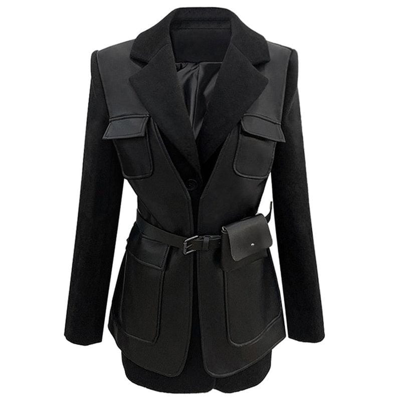 Black Leather Coat for Women