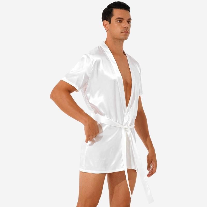 Peignoir Court pour Homme en Satin Luxueux