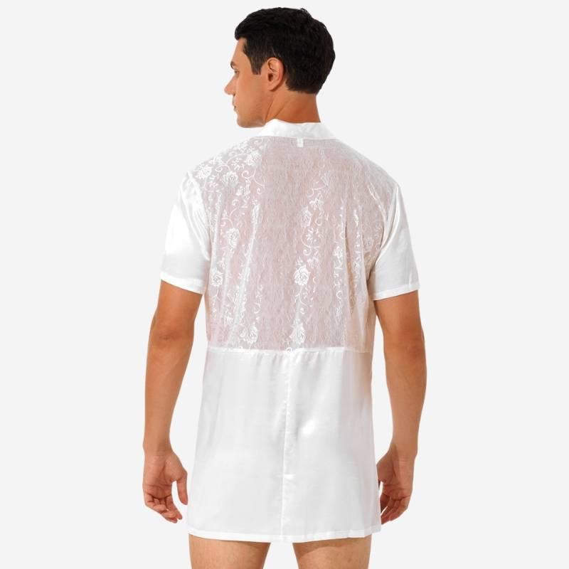 Peignoir Court pour Homme en Satin Luxueux