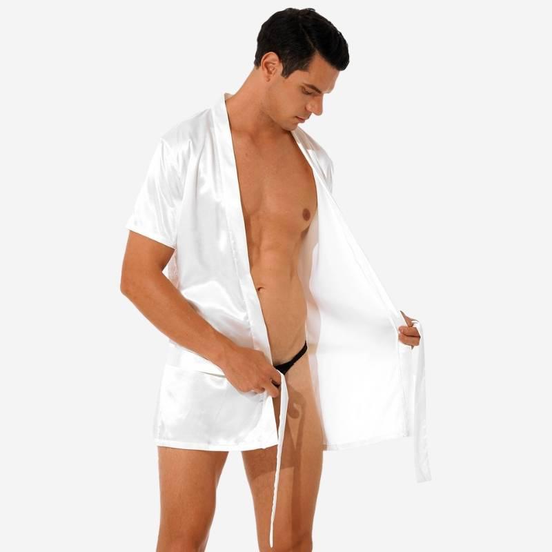 Peignoir Court pour Homme en Satin Luxueux