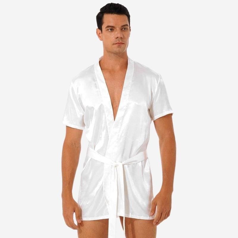 Peignoir Court pour Homme en Satin Luxueux