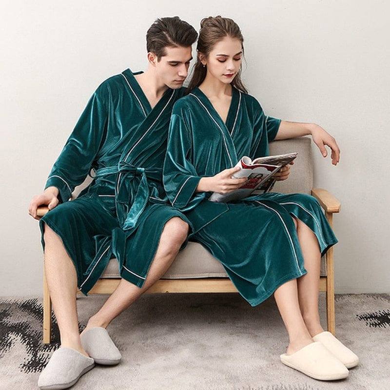 Women's Mint Green Velvet Bathrobe