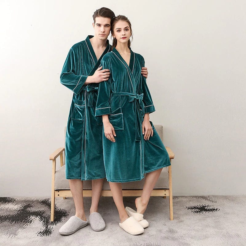 Women's Mint Green Velvet Bathrobe