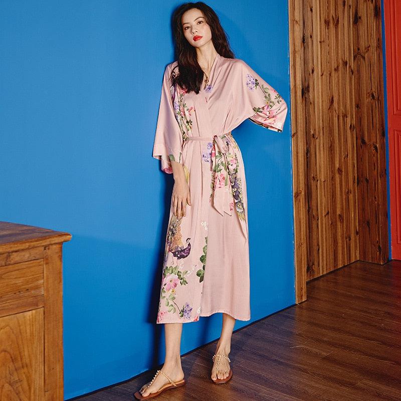 Peignoir Kimono Femme Rose Pâle