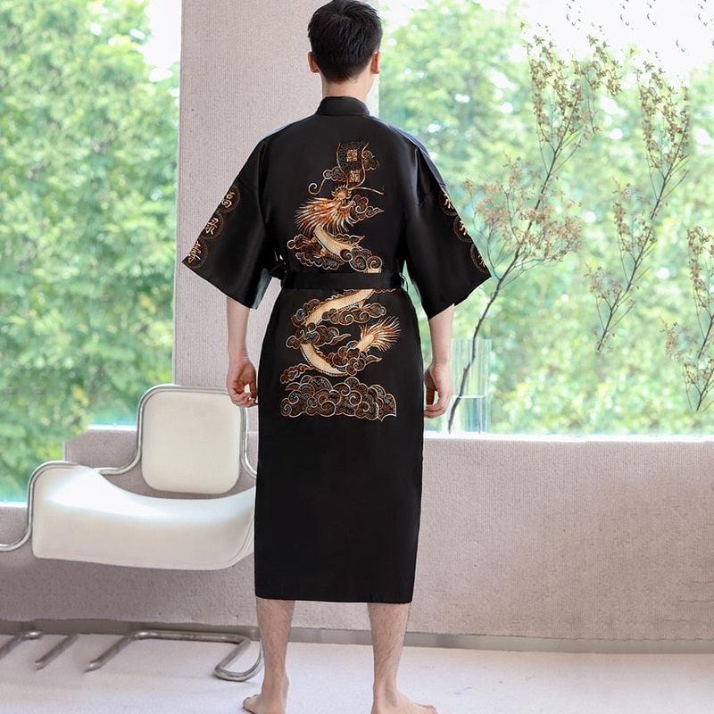 Peignoir Kimono Noir Asiatique pour Homme