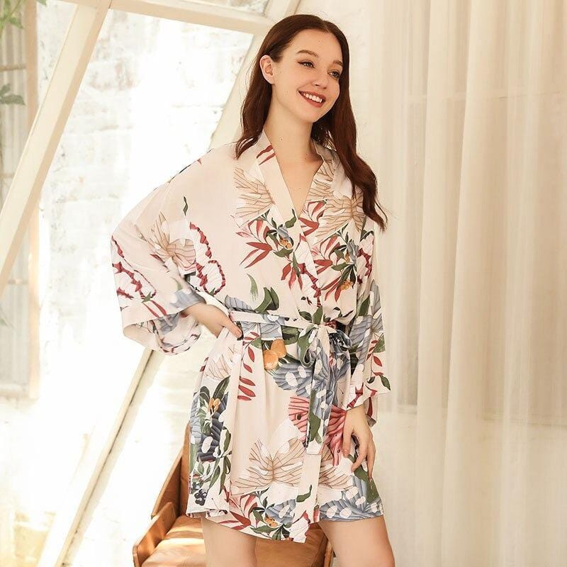 Peignoir Kimono Femme Imprimé - Collection Lotus Bloom