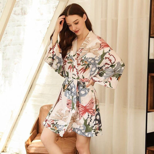 Peignoir Kimono Femme Imprimé - Collection Lotus Bloom