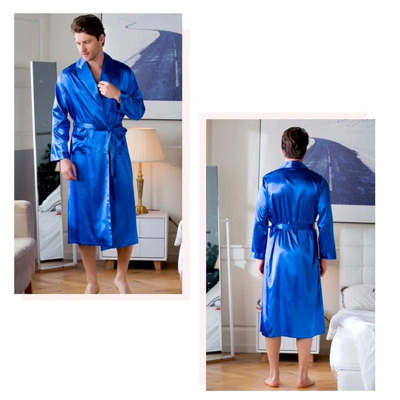 Men's Kimono Bathrobe - Azure Blue