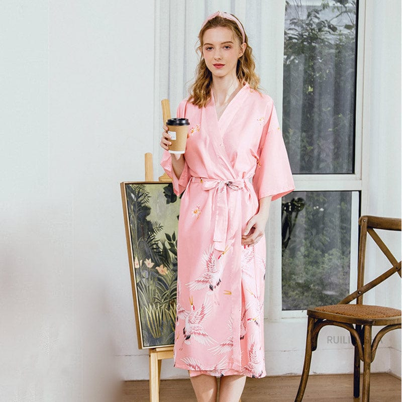 Peignoir Kimono en Satin Luxueux