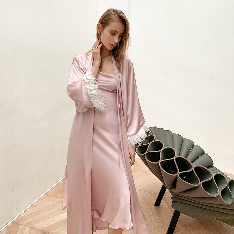 Peignoir Long Femme Rose - Rose Haven