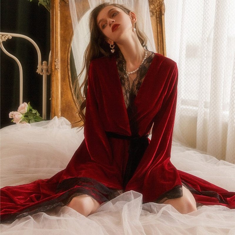 Red Satin Bathrobe for Glamorous Woman