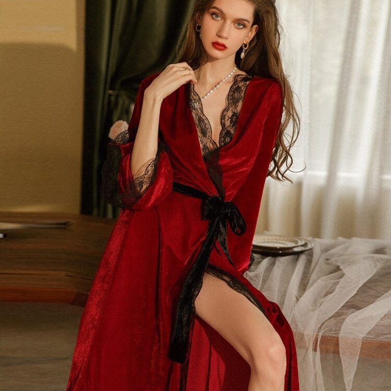 Red Satin Bathrobe for Glamorous Woman