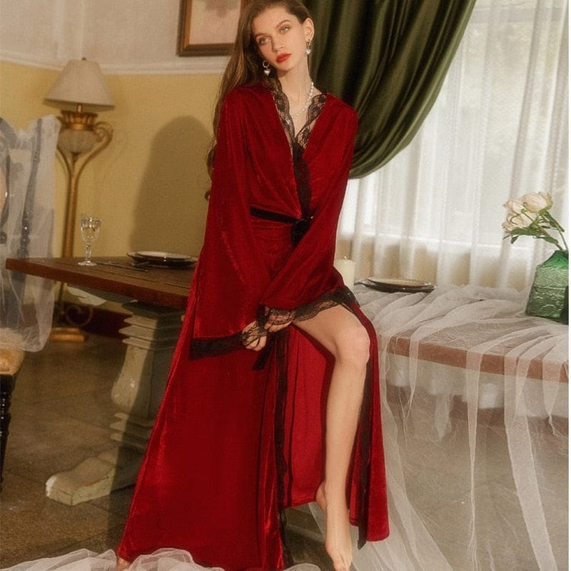 Red Satin Bathrobe for Glamorous Woman