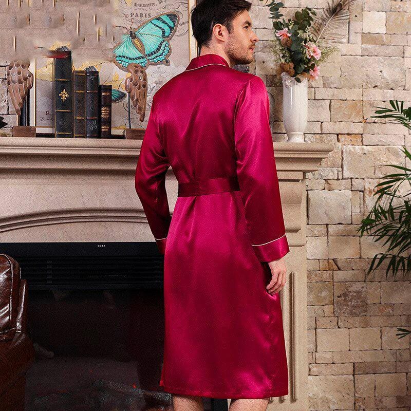 Luxury Men's Silk Satin Bathrobe