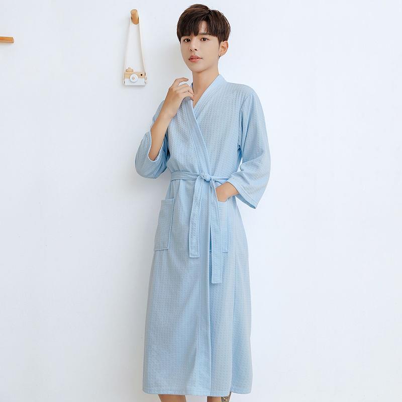 Peignoir de Bain Homme en Coton Col Kimono