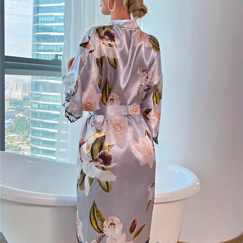 Pyjama Kimono Satin Femme by LuxeFit