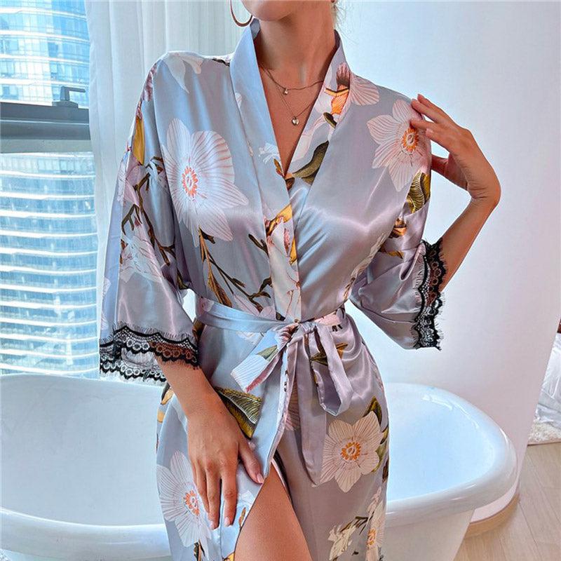 Pyjama Kimono Satin Femme by LuxeFit