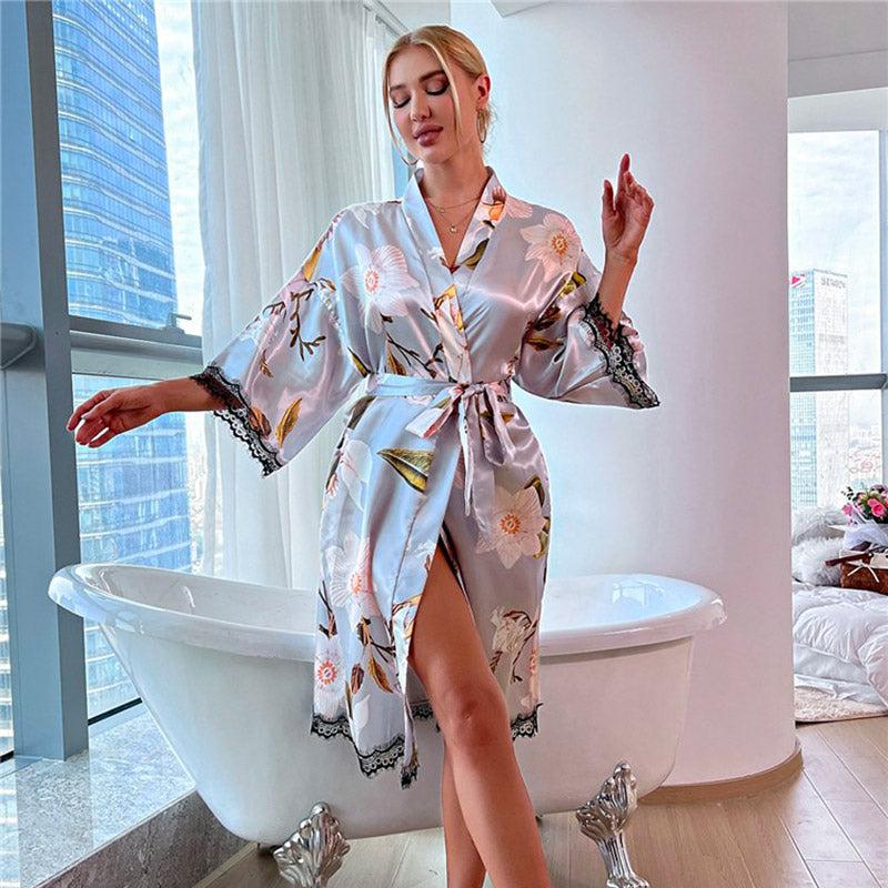 Pyjama Kimono Satin Femme by LuxeFit