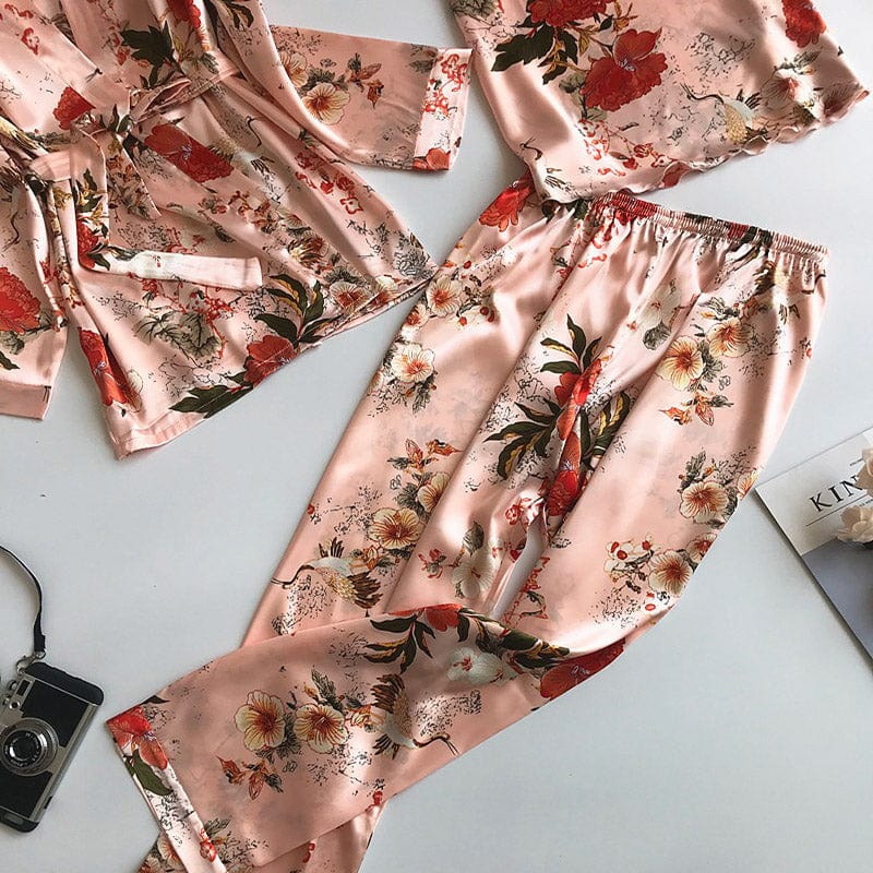 Luxury Three Piece Kimono Pajamas Set