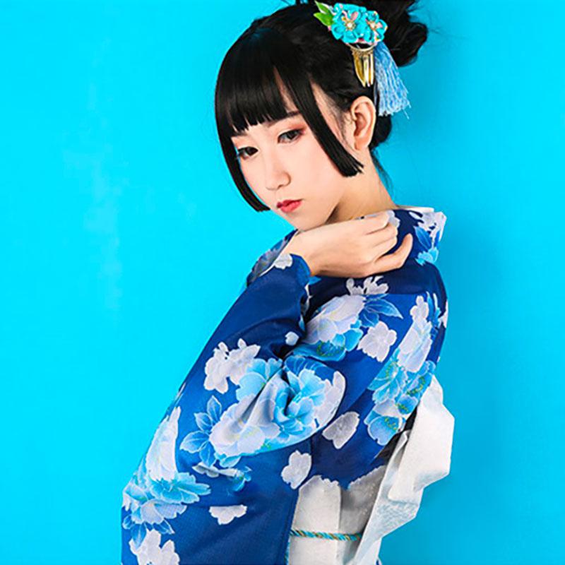 Blue Japanese Kimono Dress - Traditional Edition