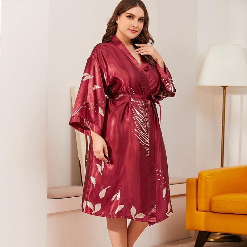 Plus Size Long Kimono Dress - Unique Elegance Collection