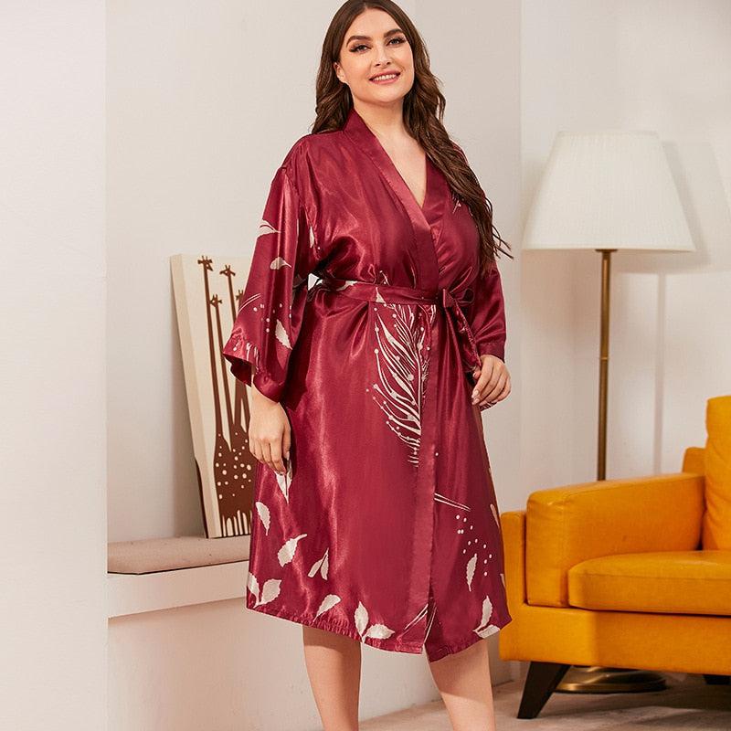 Plus Size Long Kimono Dress - Unique Elegance Collection