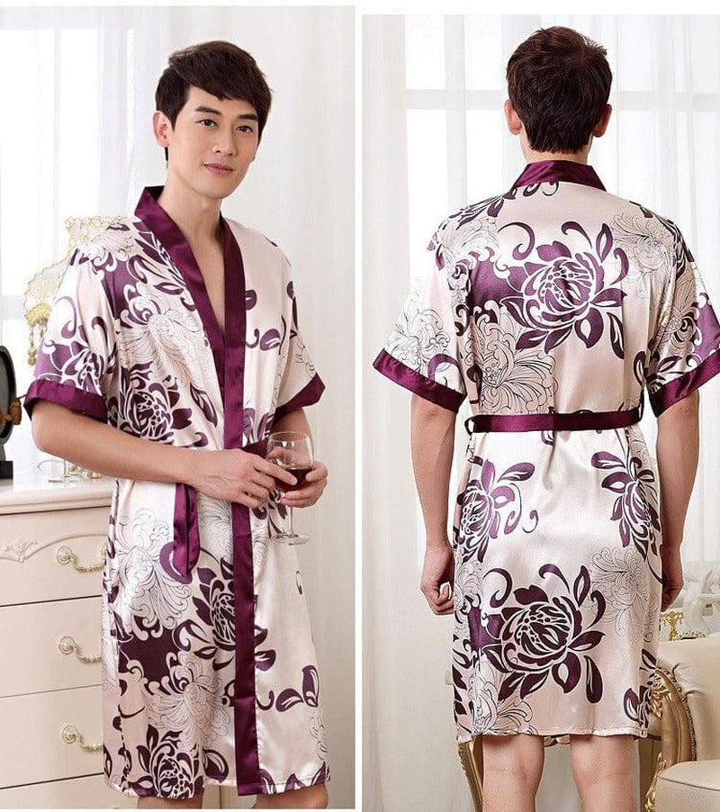 Short Satin Dressing Gown for Men