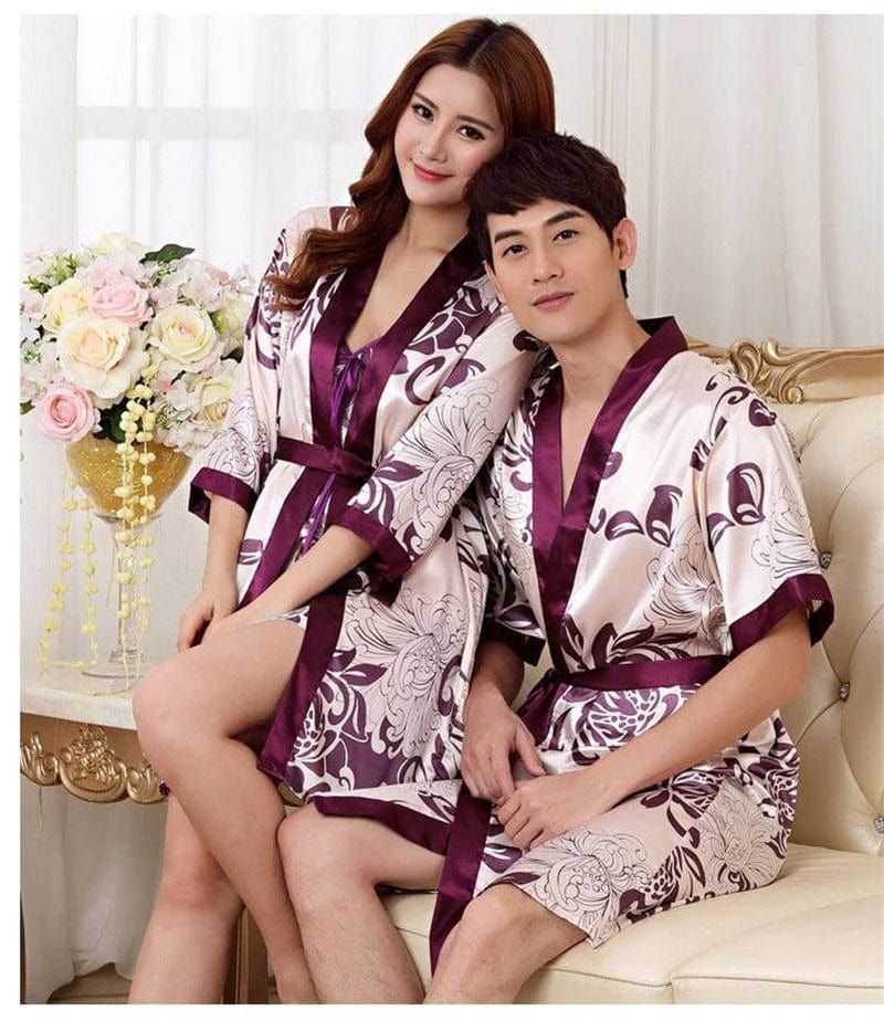 Short Satin Dressing Gown for Men